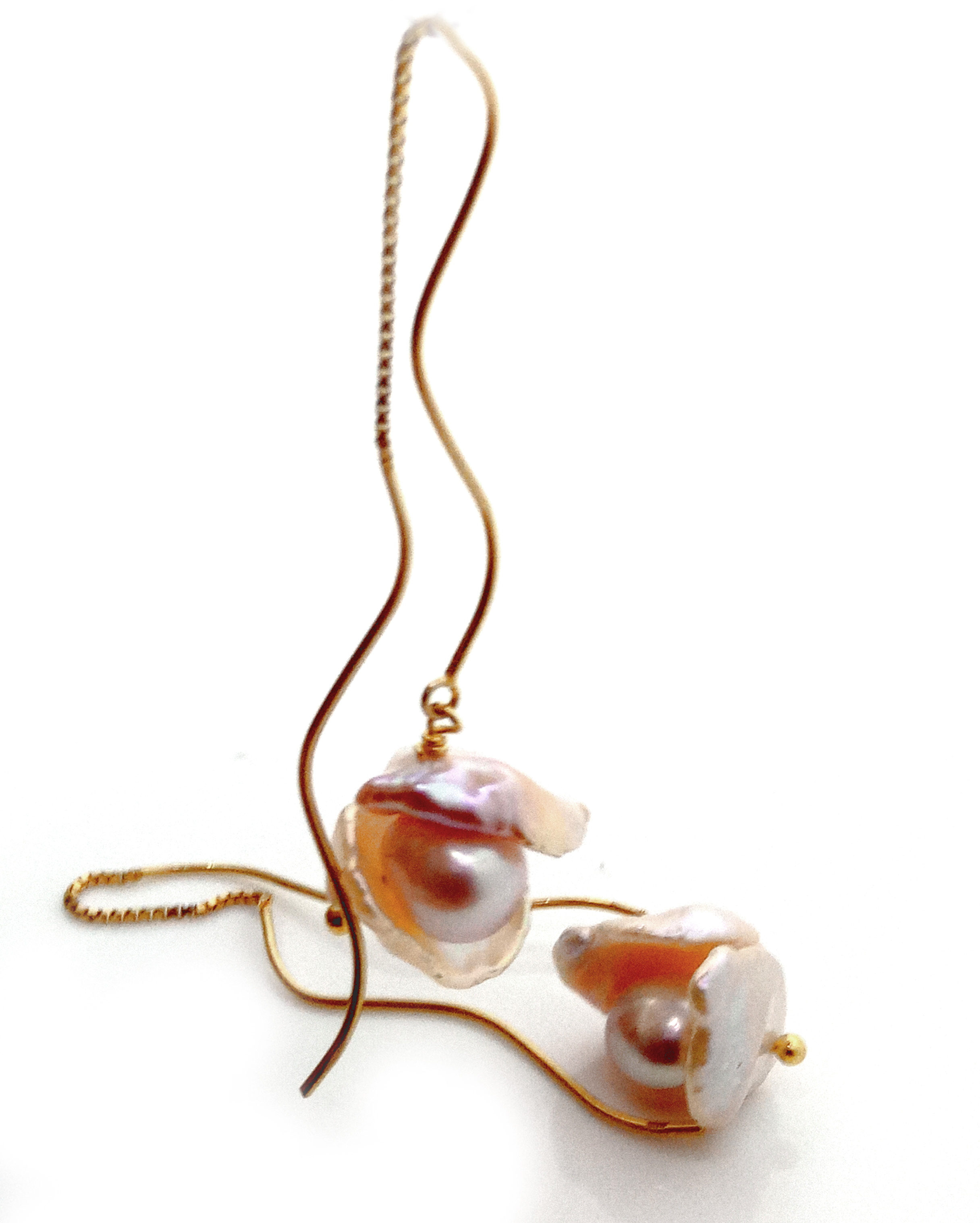 Peach Summer Pearls Pull Through Earrings